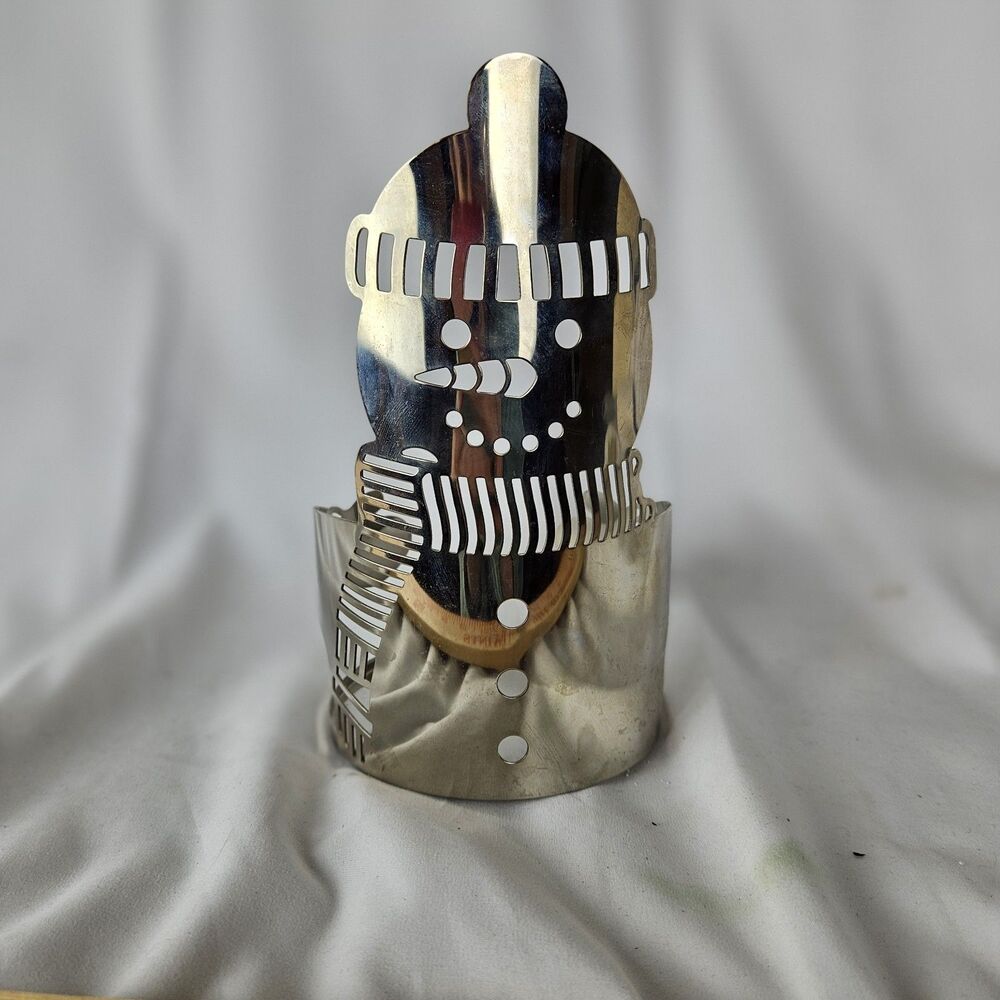 Slatkin & Co. Bath & Body Works Silver Snowman 3 Wick Candle Holder‎  7.5" Tall